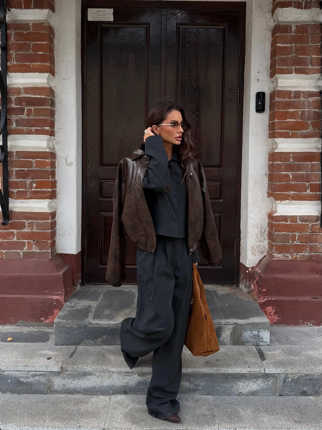 chic october fashion trends 2026 Chocolate Leather Over Relaxed Tailoring