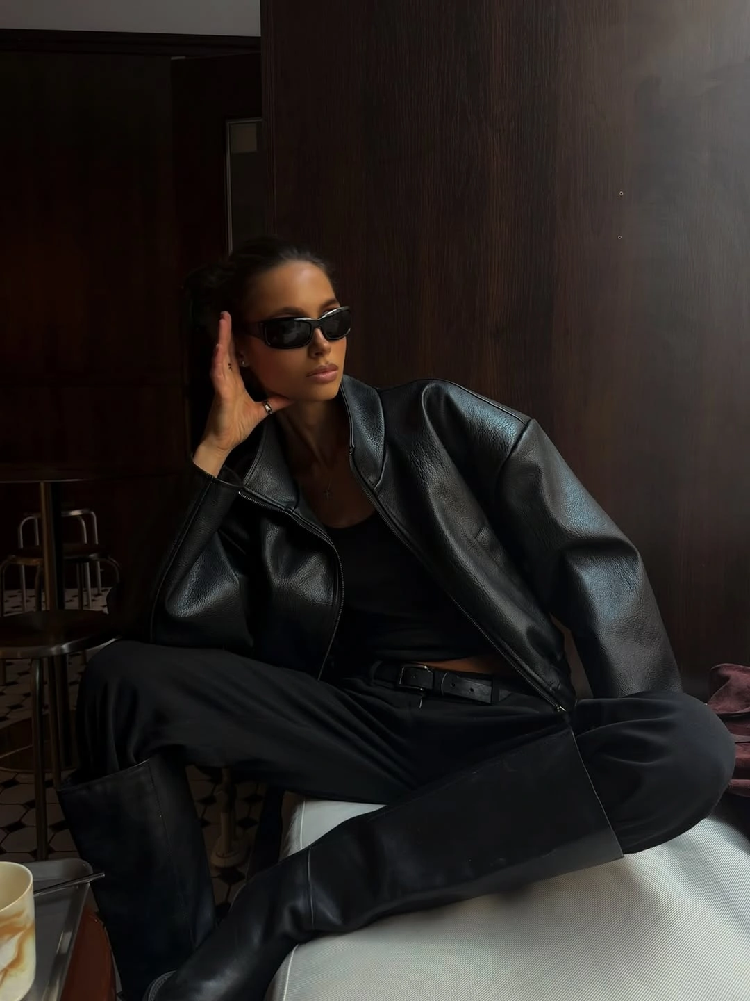 chic october fashion trends 2026 All Black Leather After Dark