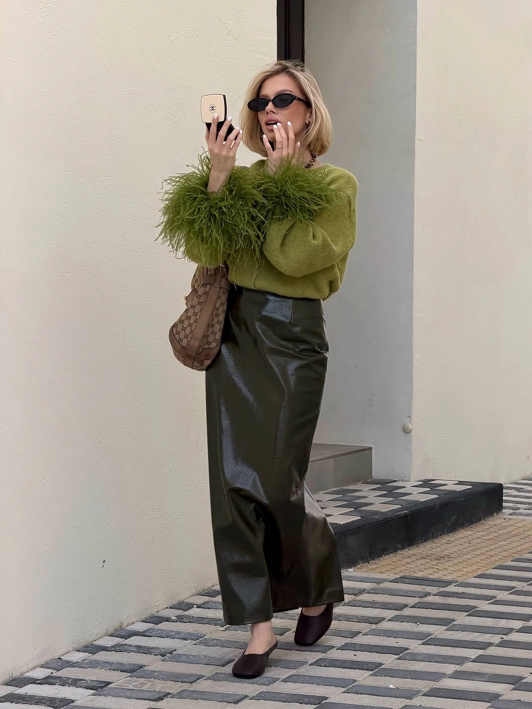 chic october fashion trends 2026 Olive Green Meets Feathered Texture