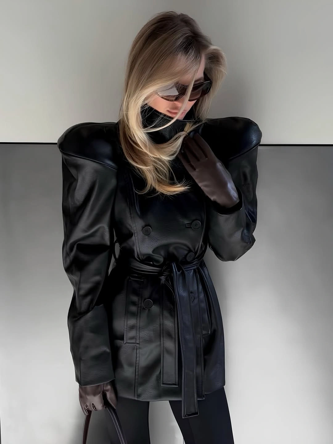 chic october fashion trends 2026 Black Leather and Sculptural Shoulders