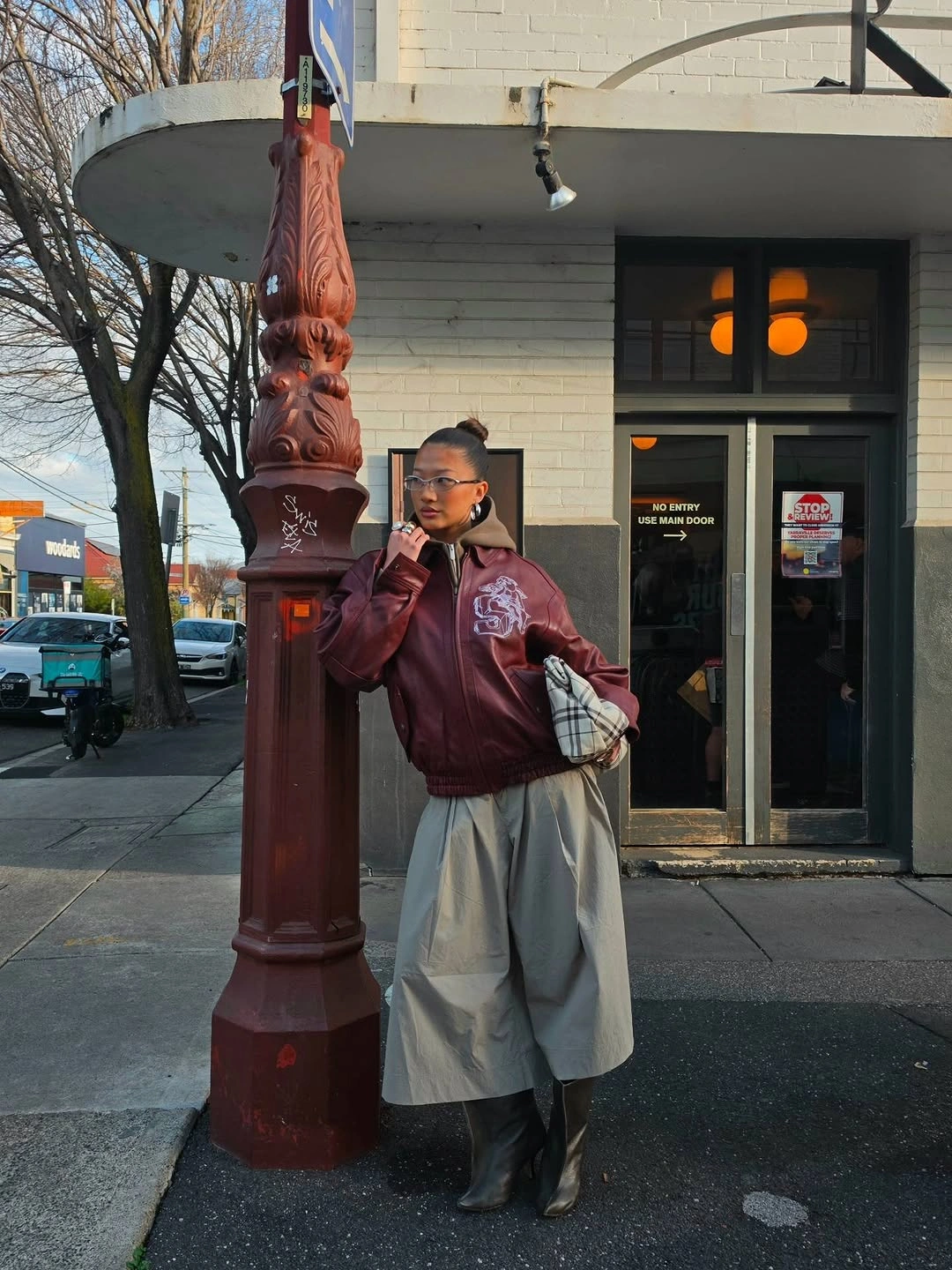 chic october fashion trends 2026 Burgundy Bomber With Modern Volume