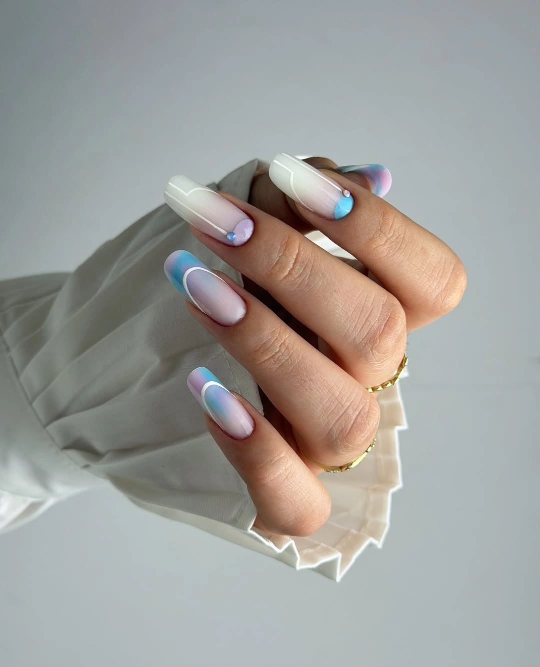 classy fall nail designs for office 2026 Pastel Abstract Lines for a Fresh Professional Look