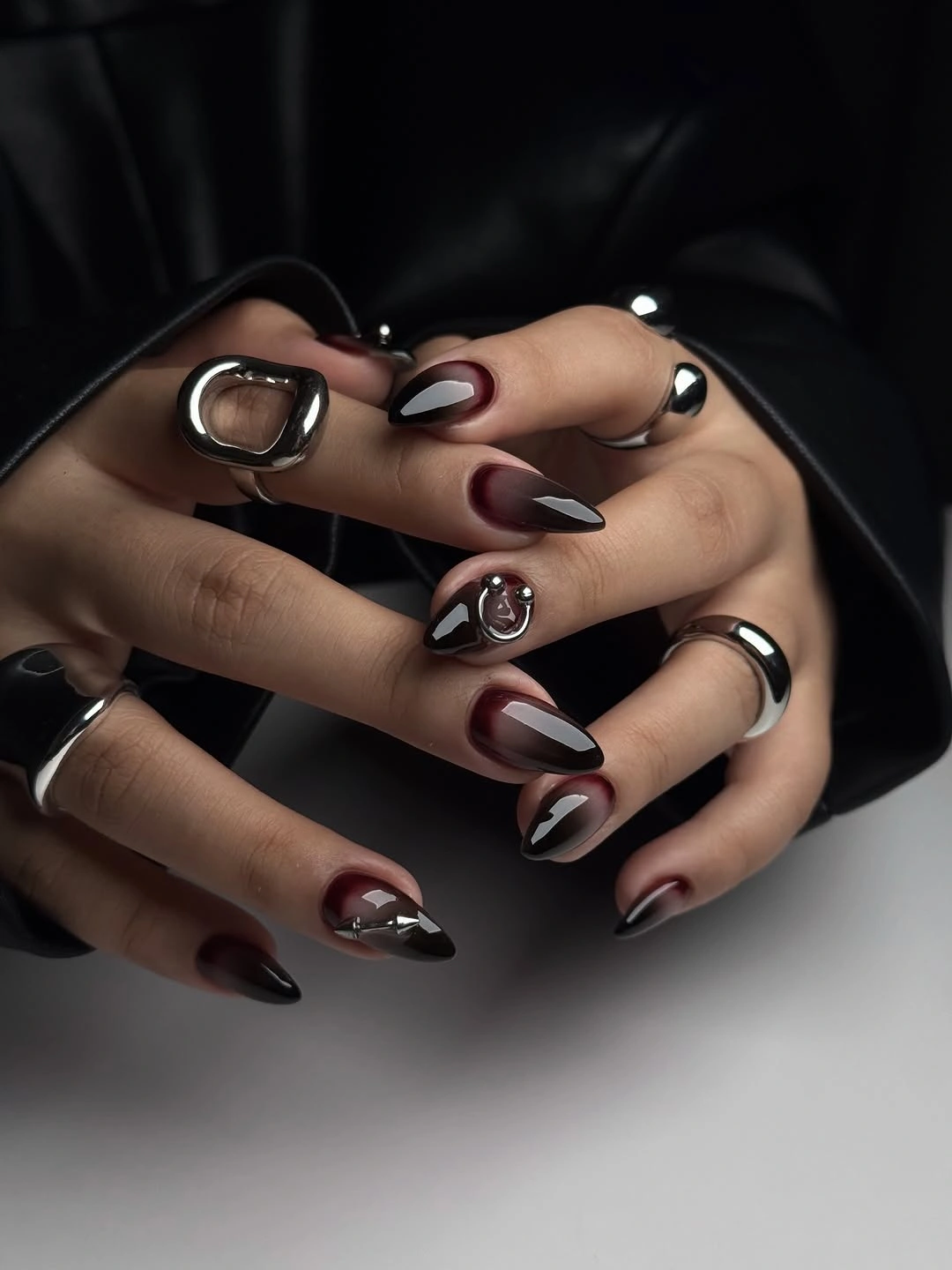 creative fall nail art ideas 2026 black cherry almond nails