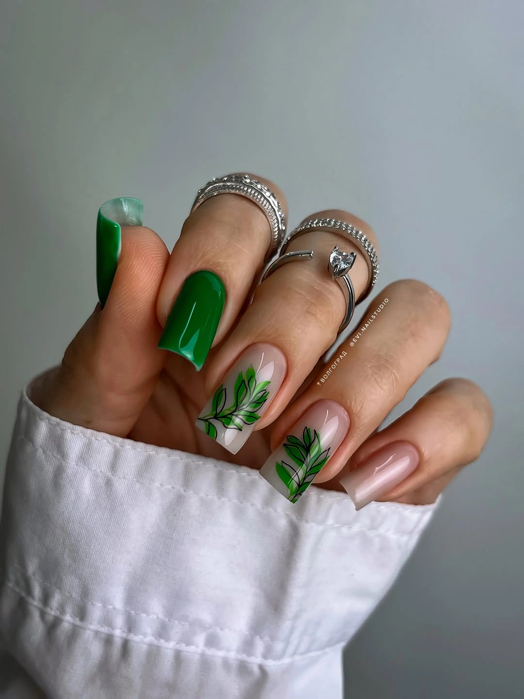creative fall nail inspiration 2026 Fresh Botanical Green Nails That Bring Nature Into Early Fall