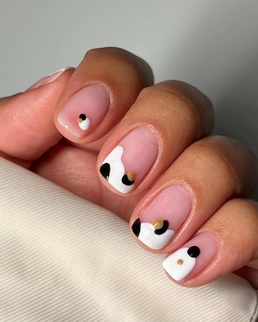 creative fall nails with accent nail Minimal Pink Nails With Cow Print Accents