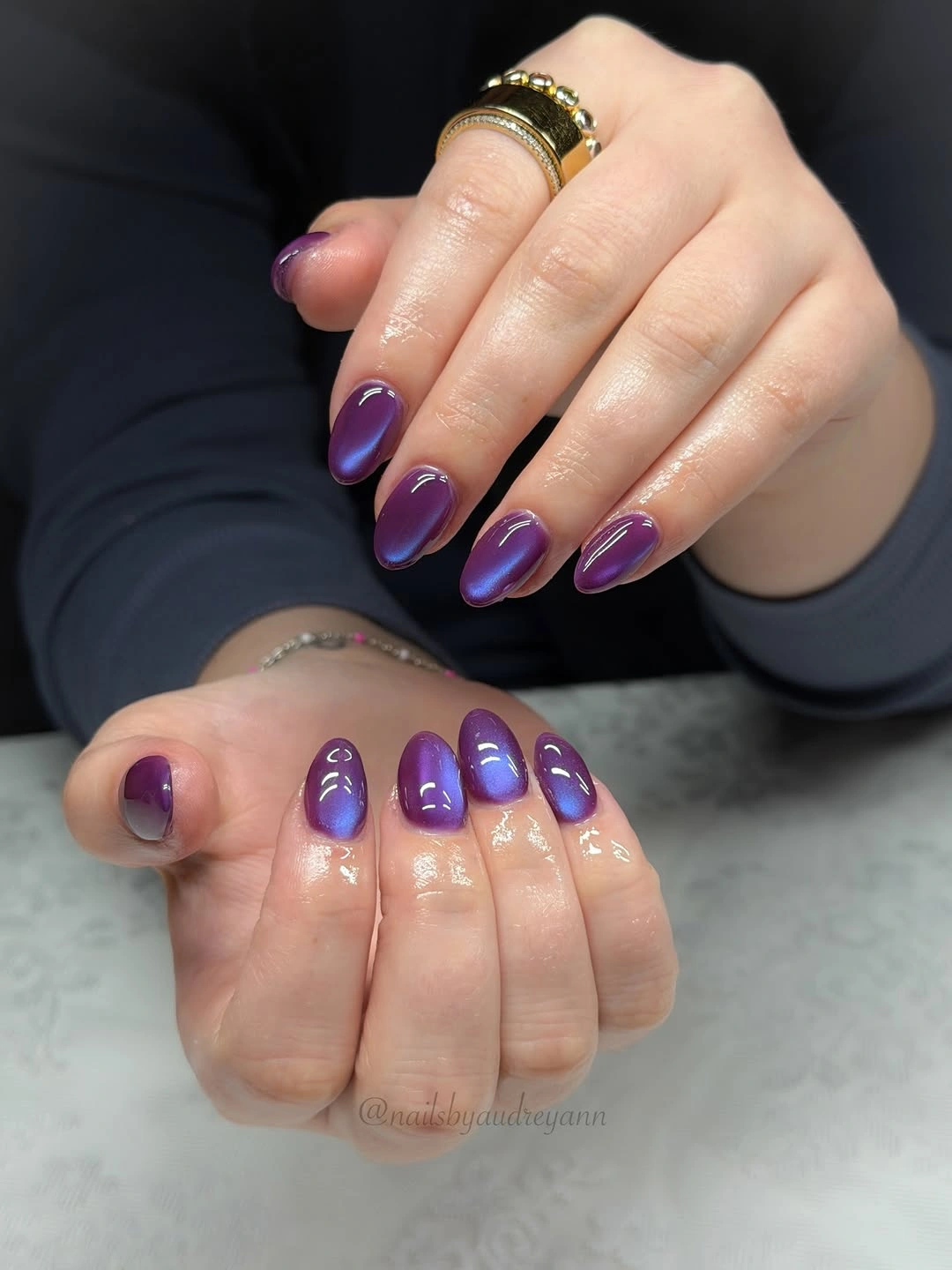 cute fall short almond nails 2026 Plum Cat-Eye Glow for Moody Fall Evenings