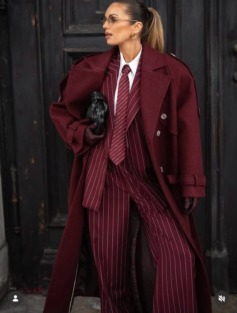 cute september outfit ideas 2026 Burgundy Tailoring With A Powerful Autumn Mood