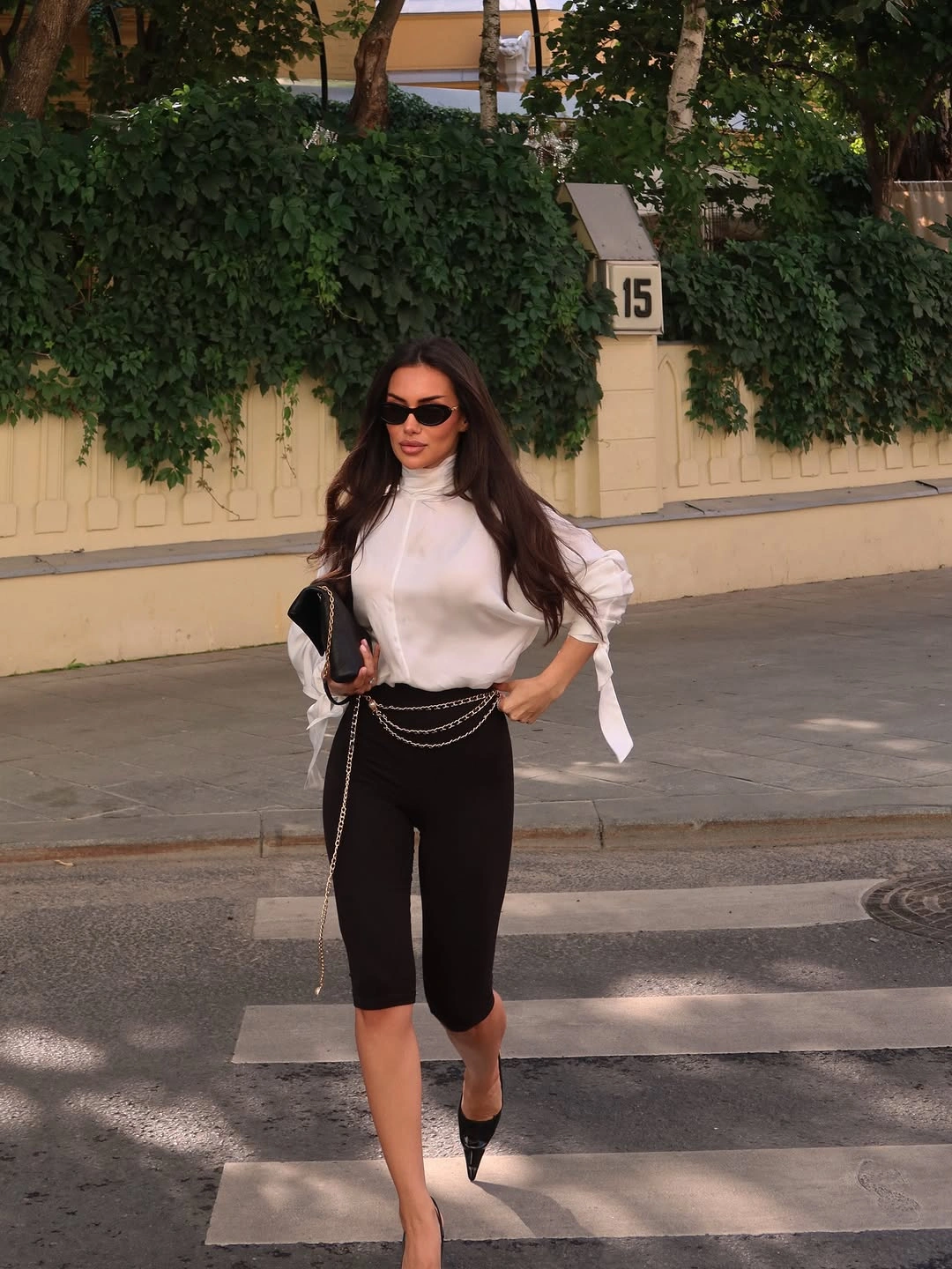 cute september outfit ideas 2026 Elegant White Blouse With Black Cropped Pants