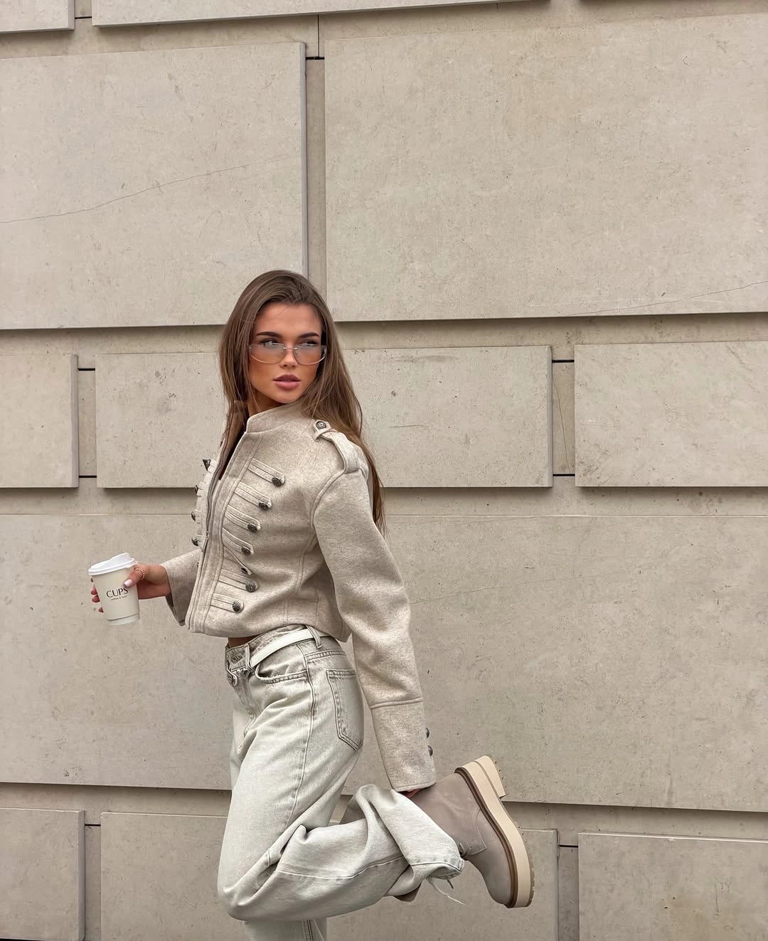 cute september outfit ideas 2026 Monochrome Denim With A Structured Jacket