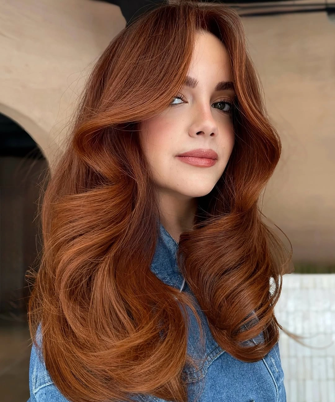 dyed hair ideas Warm Copper Waves That Make Long Hair Glow