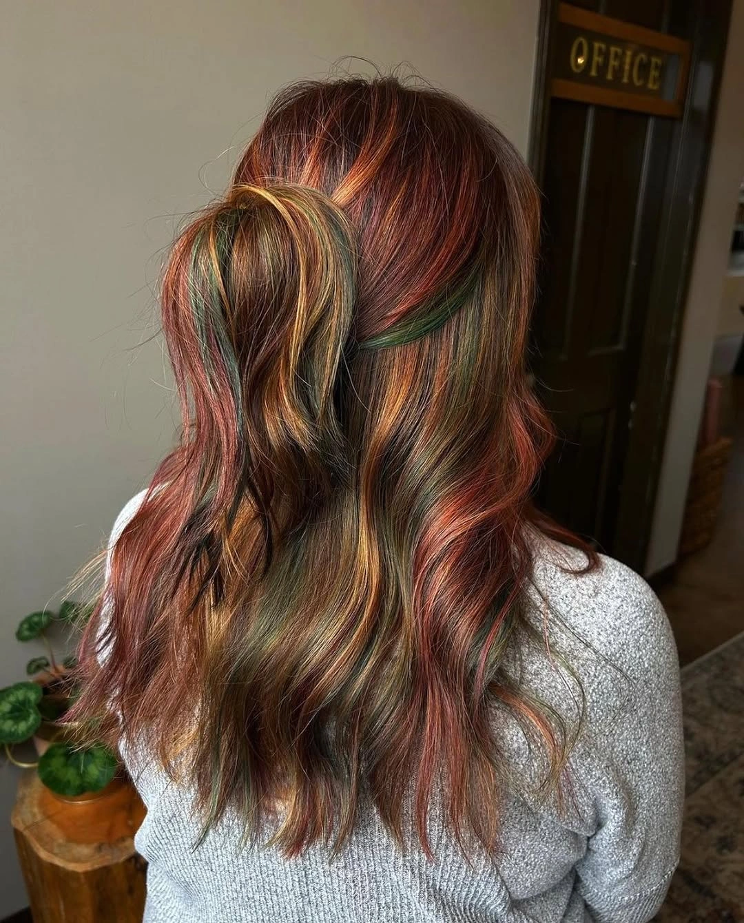 dyed hair ideas Multicolor Waves With a Playful Hidden Effect
