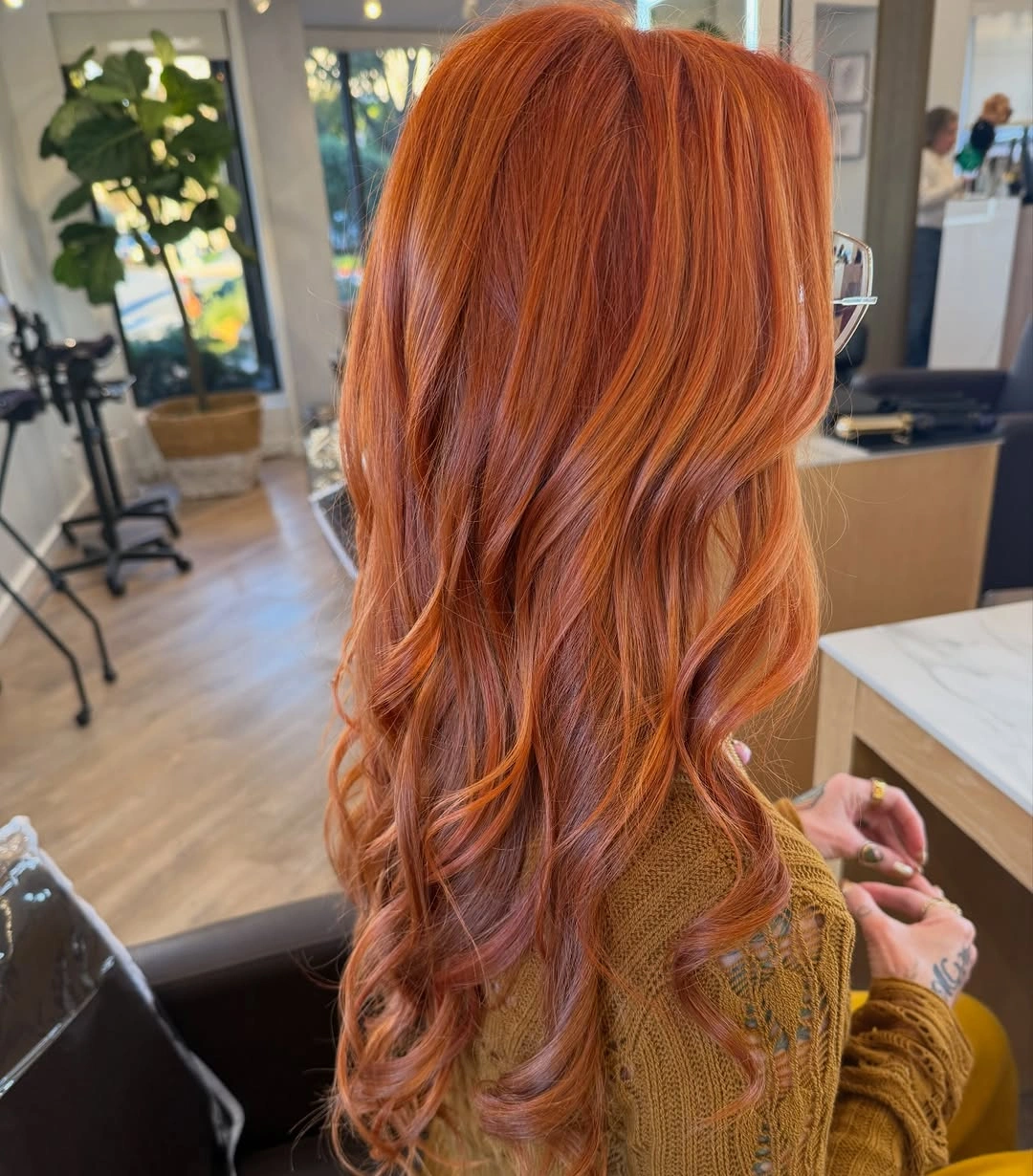 dyed hair ideas Soft Copper Waves With a Cozy Finish