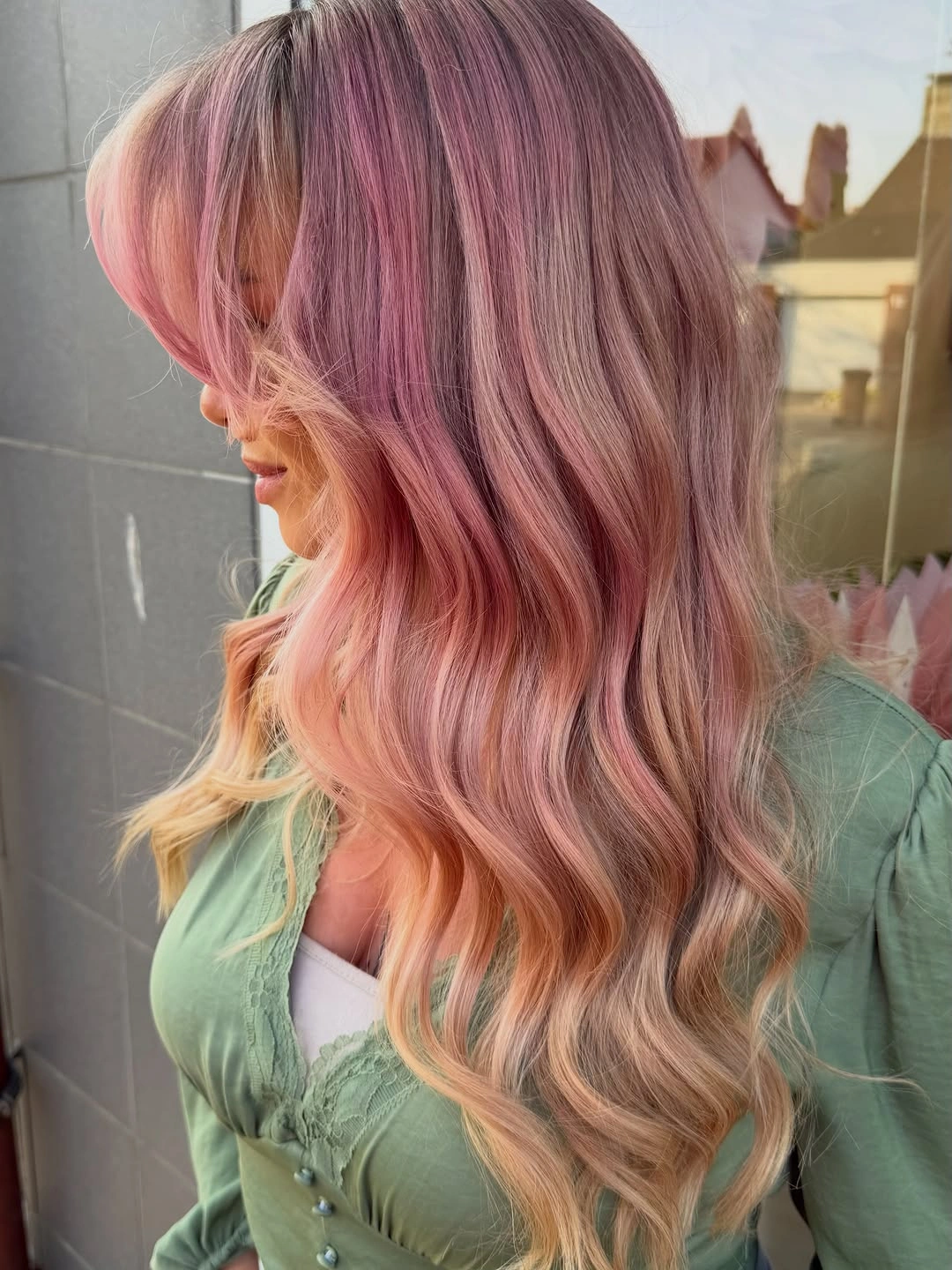 dyed hair ideas Soft Pink Waves With a Dreamy Finish