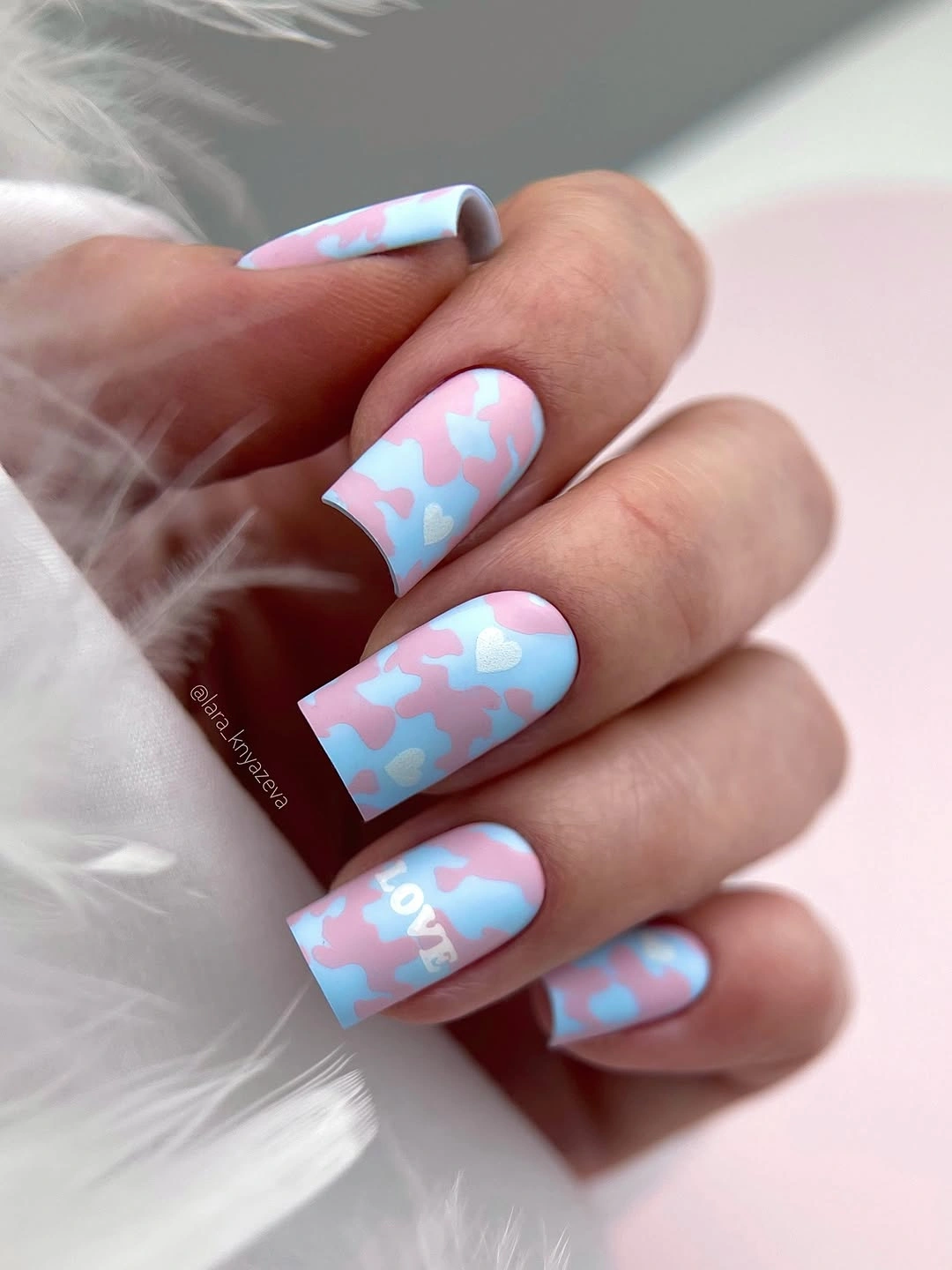 elegant fall matte nails 2026 Pastel Matte Camouflage Coffin Nails