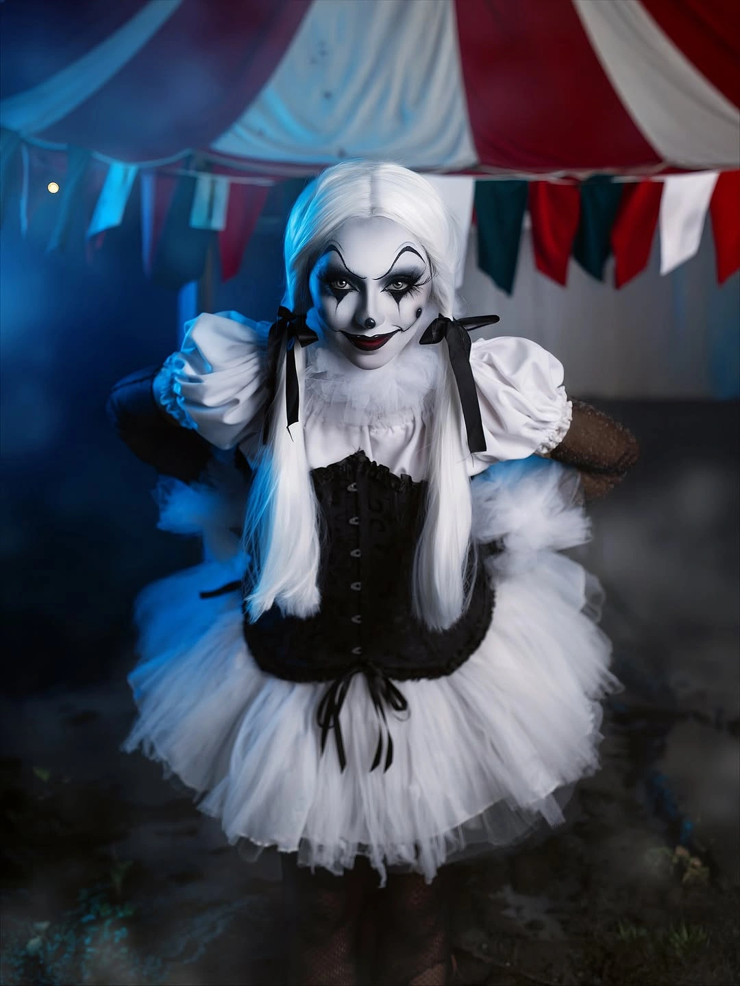 glamorous halloween outfits 2026 Modern Pierrot Couture Drama