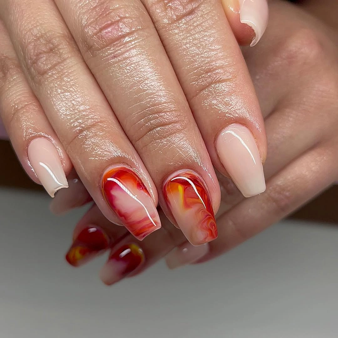 Gorgeous Fall Short Coffin Nails Designs