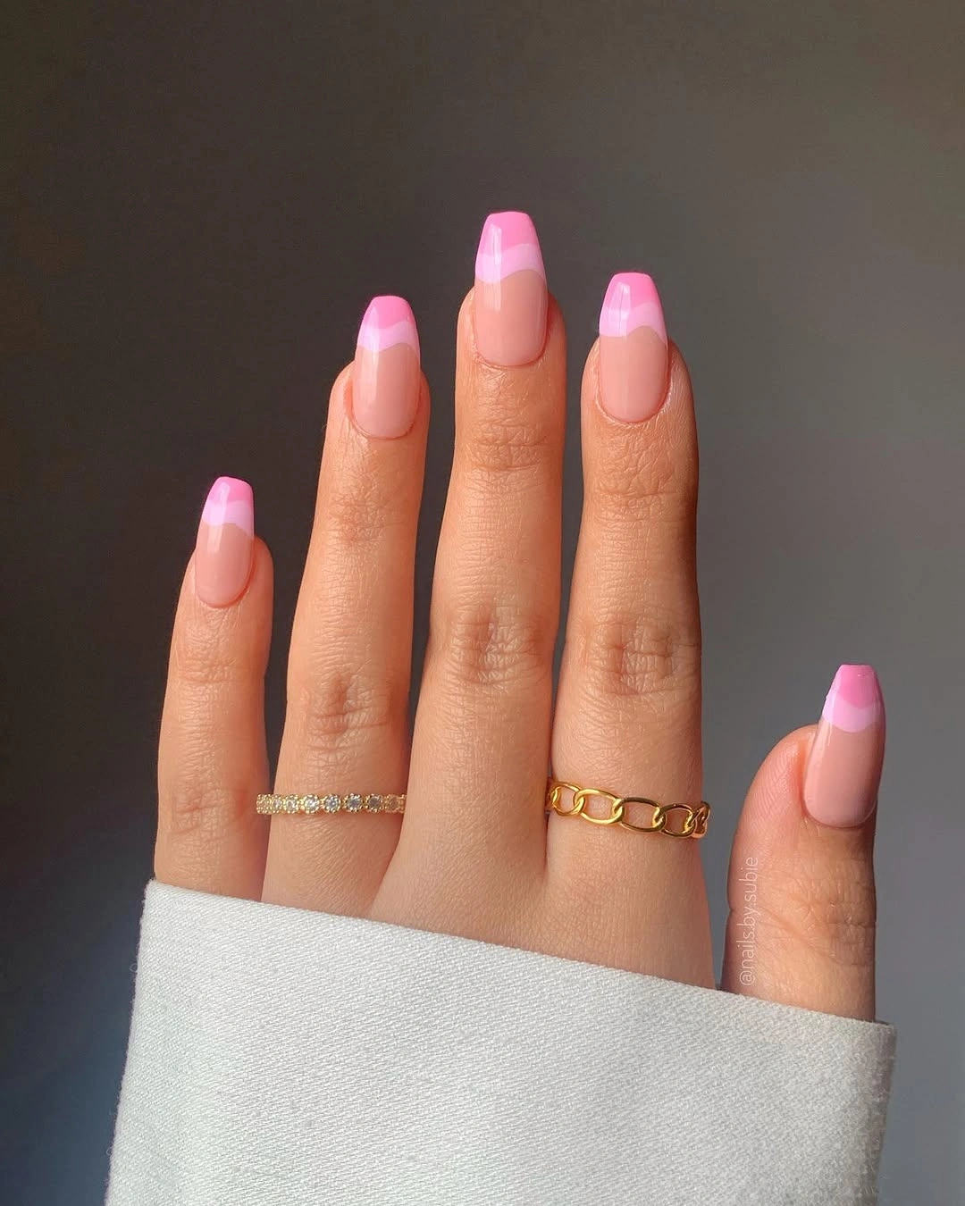 gorgeous fall short coffin nails designs Playful Pink Double French Coffin Nails