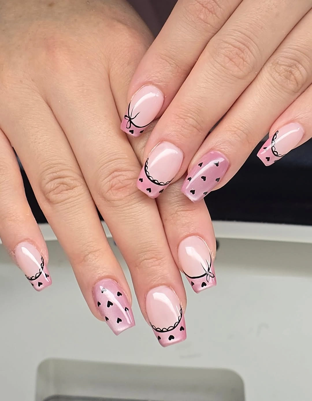 gorgeous fall short coffin nails designs Playful Pink Heart Coffin Nails