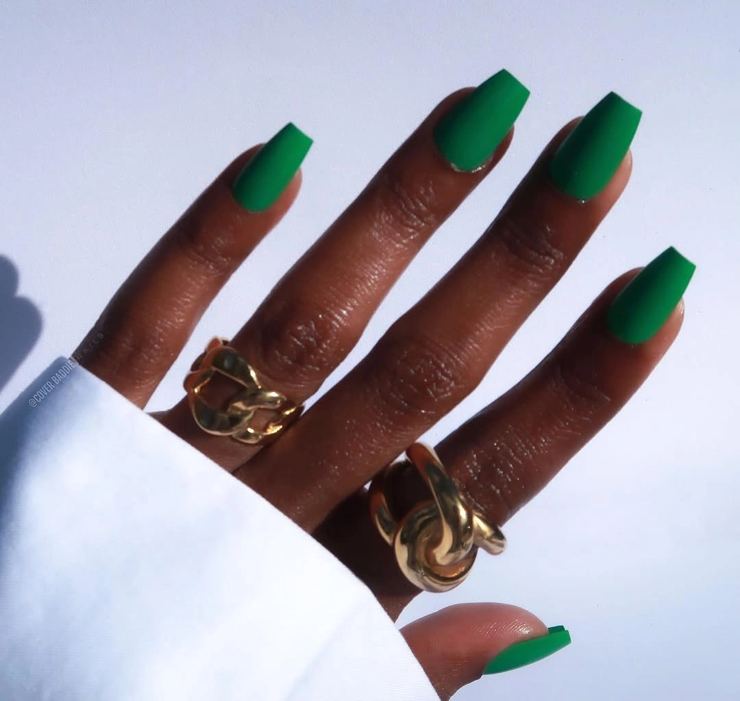 gorgeous fall short coffin nails designs Matte Olive Green Coffin Nails