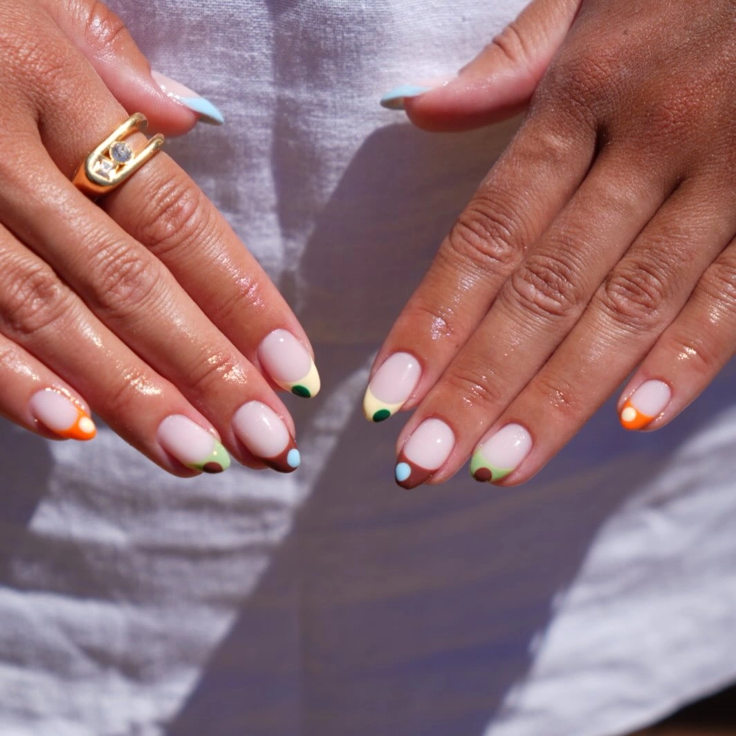 gorgeous october nail colours 2026 Colorful Micro French For Short Autumn Nails