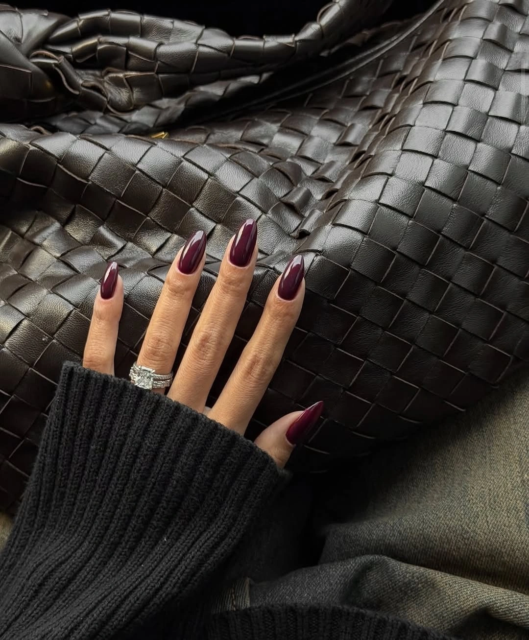 luxurious maroon fall nails 2026 Classic Dark Burgundy Almond Nails