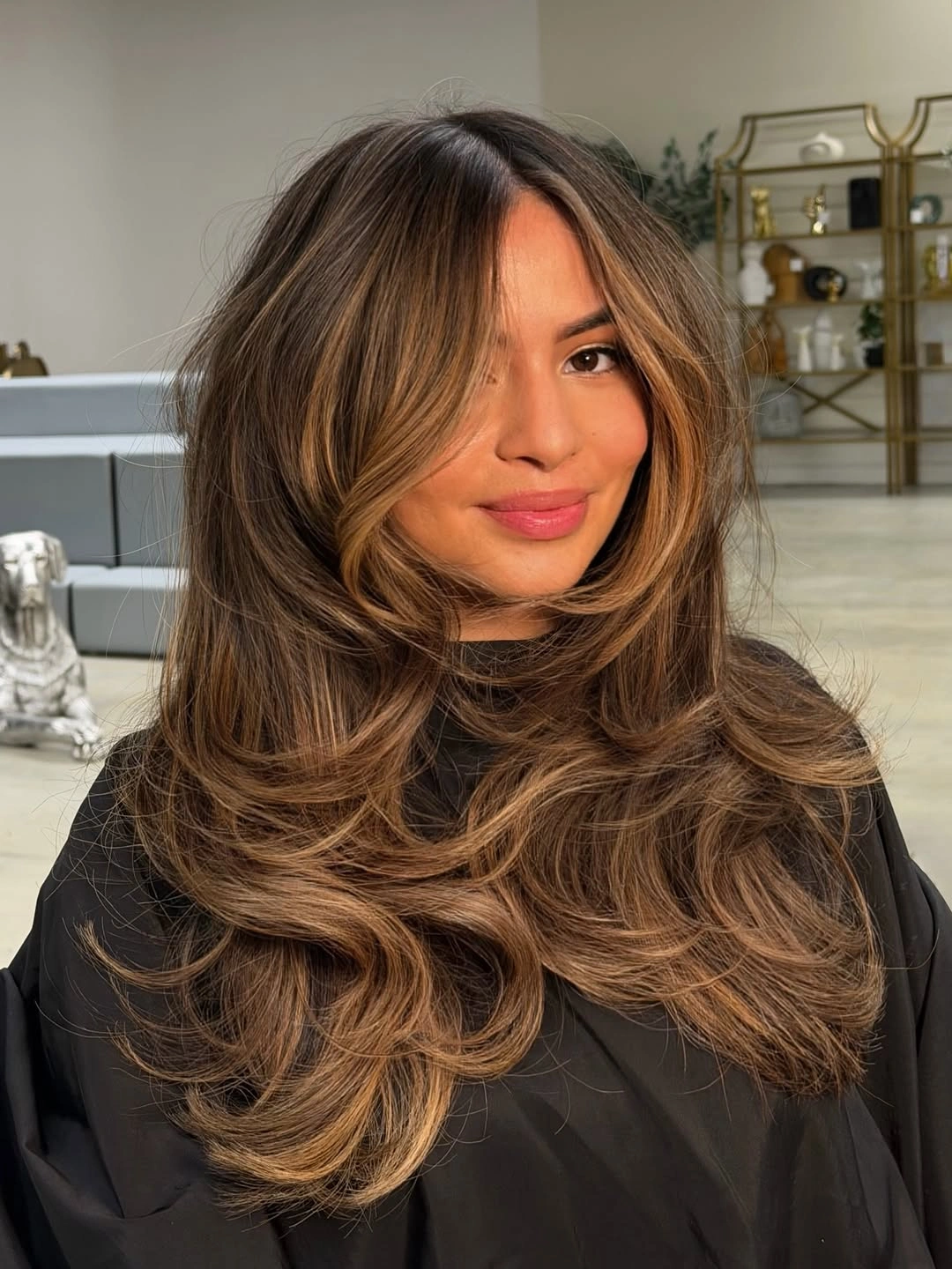 rich fall brown hair colour ideas 2026 Voluminous Butterfly Layers With Toasted Hazelnut Ribbons