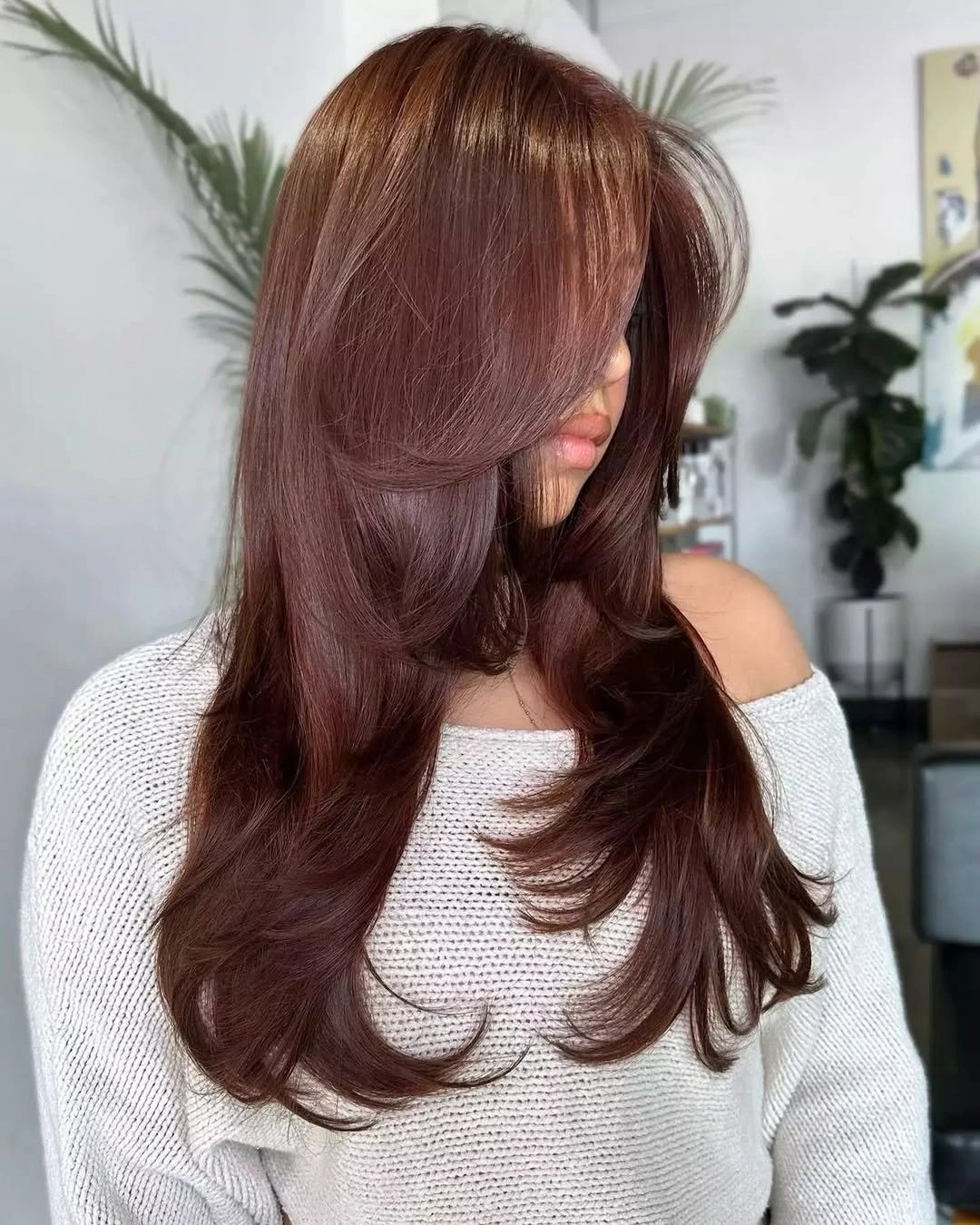 rich fall brown hair colour ideas 2026 Velvet Auburn Brown Layers