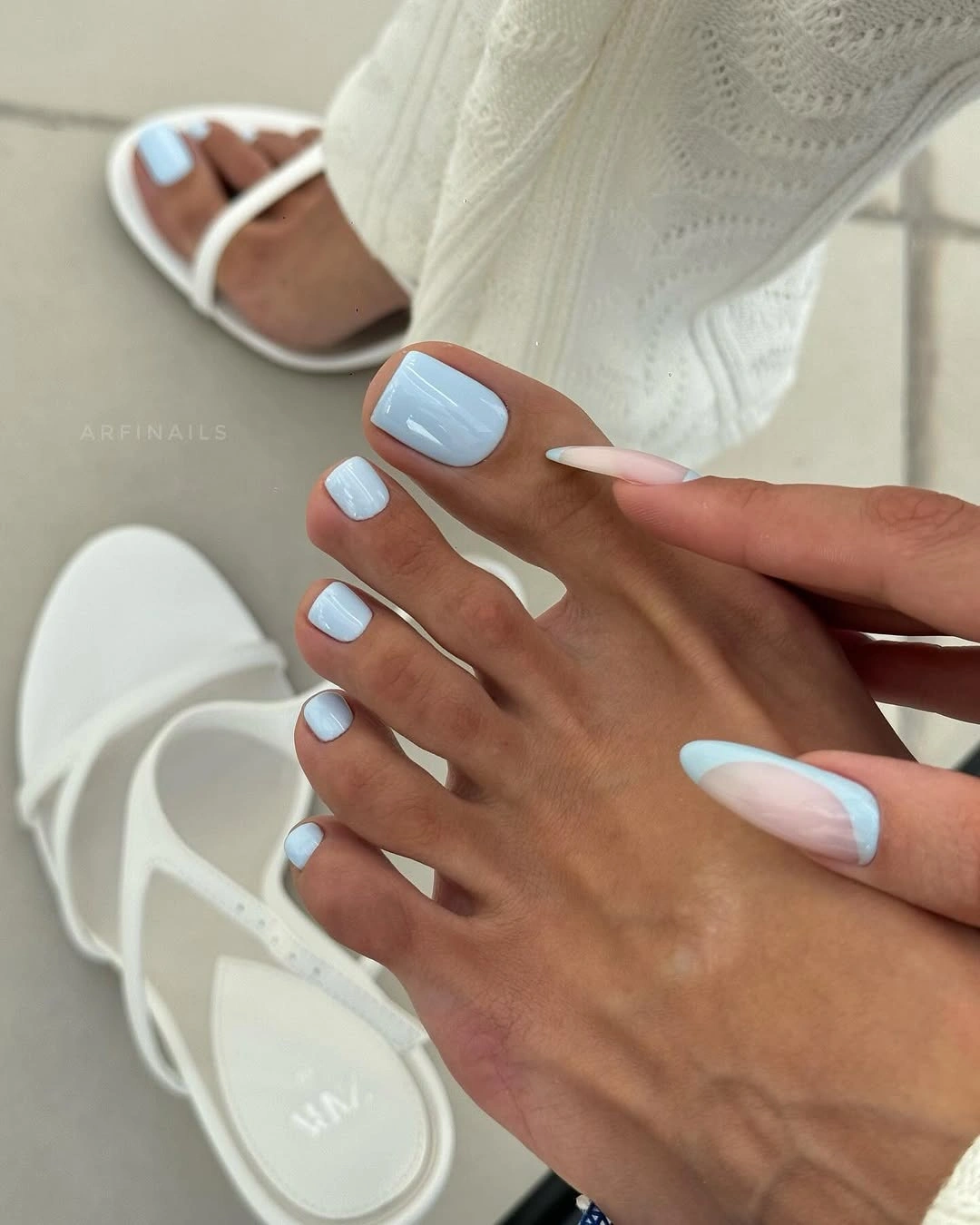 rich fall toe nails colors 2026 Powder Blue with a Clean Glossy Finish