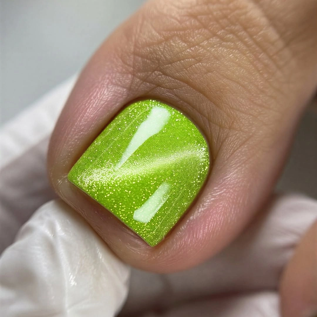 rich fall toe nails colors 2026 Lime Green with a Glassy Finish