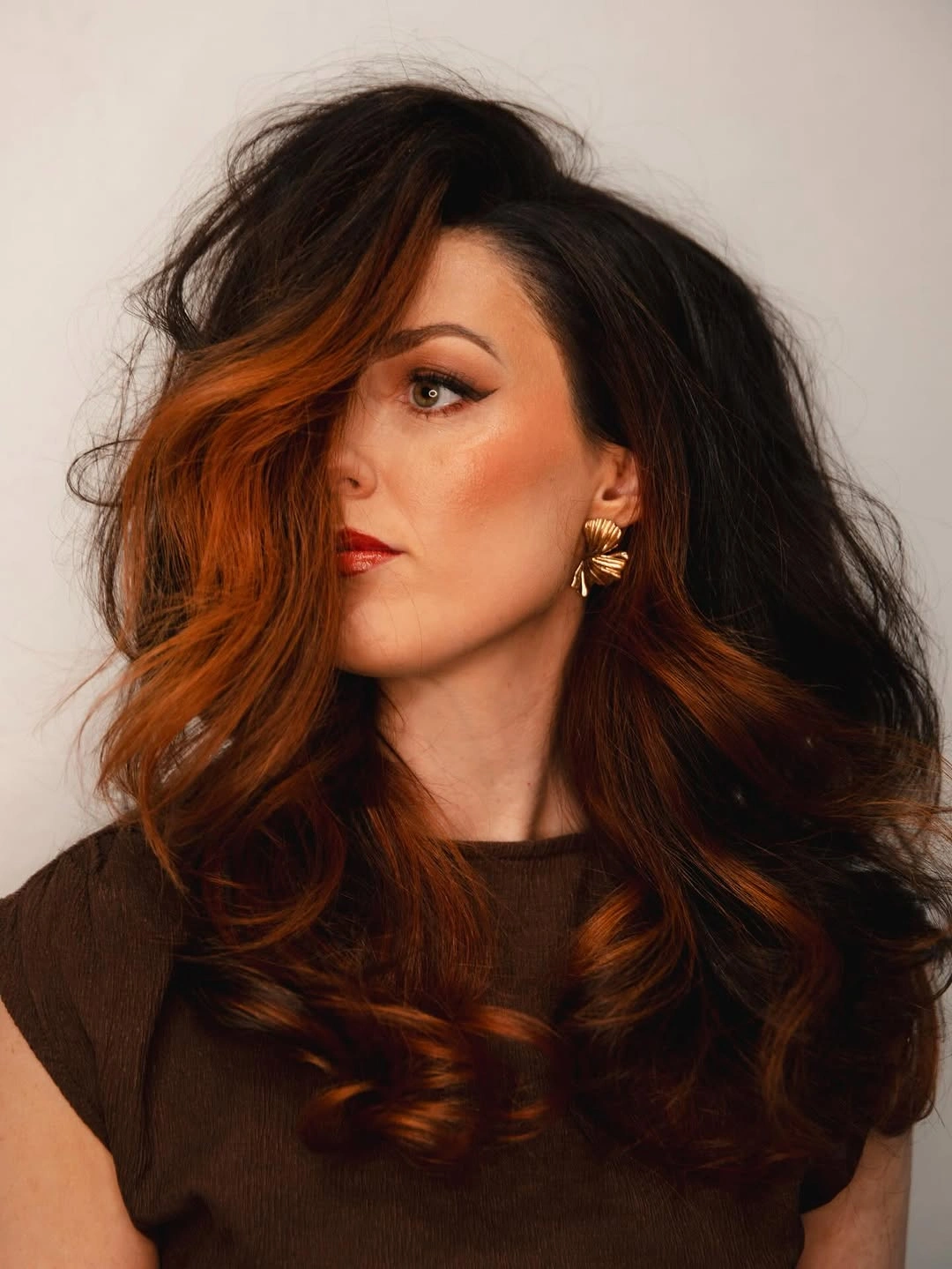 rich october hair colour ideas 2026 Espresso Brown With Copper Face Framing