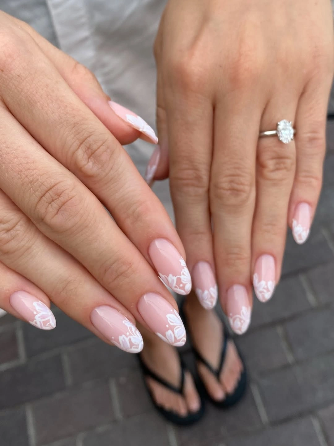 romantic fall wedding nails 2026 Delicate White Lace Tips