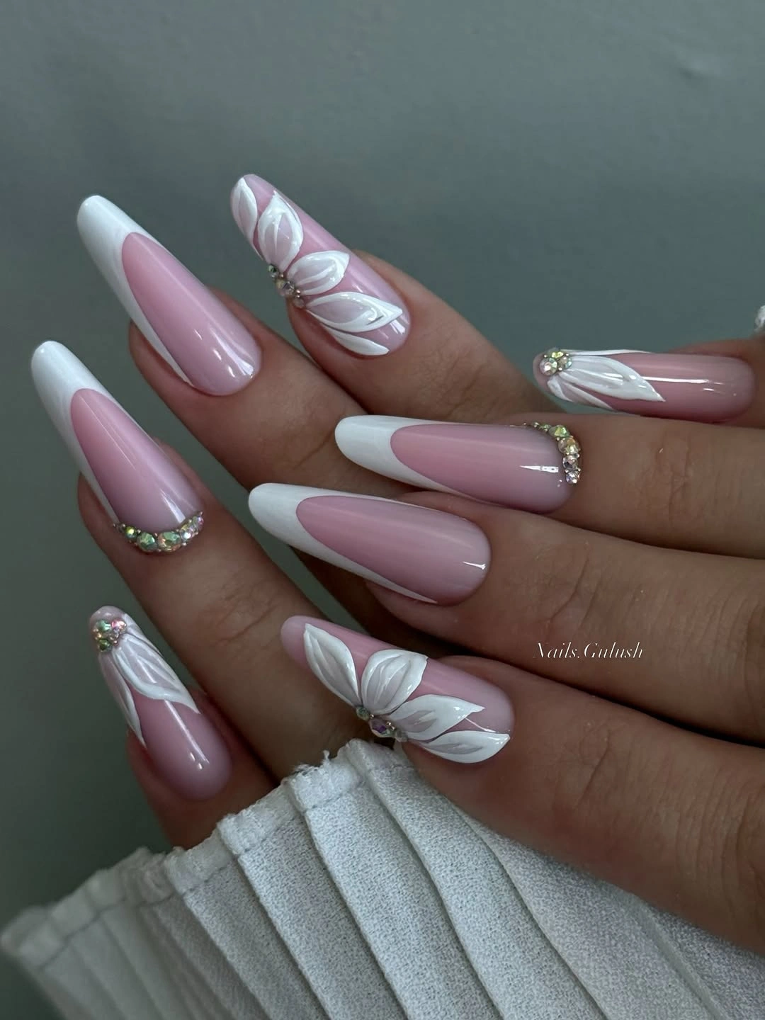 romantic fall wedding nails 2026 Elegant French Tips With Sculpted Petals