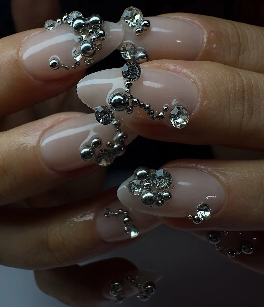 romantic fall wedding nails 2026 Modern Crystal Statement Elegance