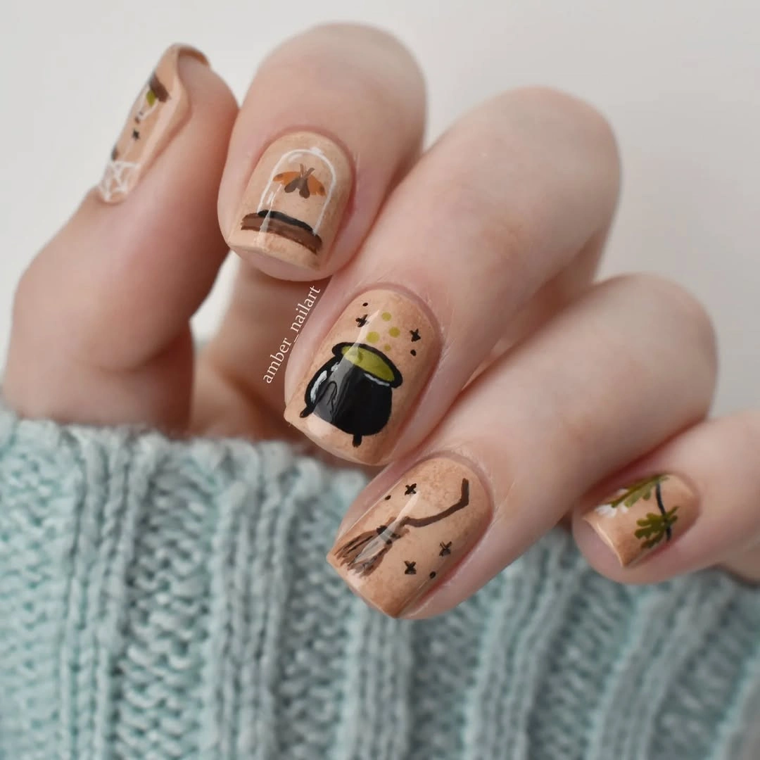 spooky halloween nail art 2026 Cozy Witchy Halloween Nails