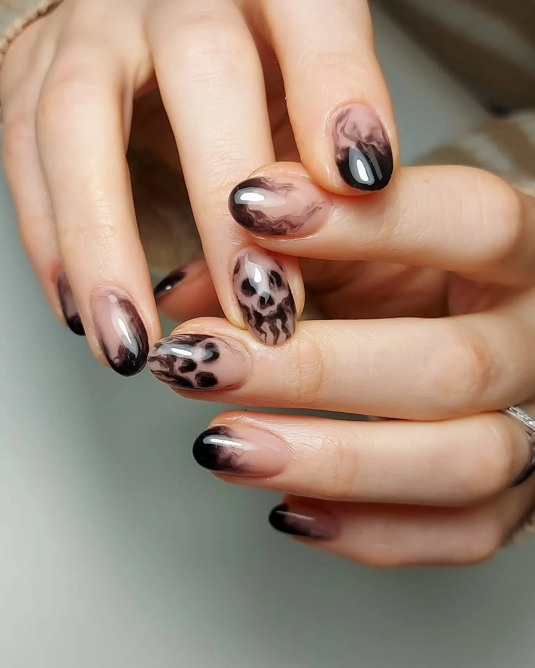 spooky halloween nail art 2026 Smoky Skull Halloween Nails