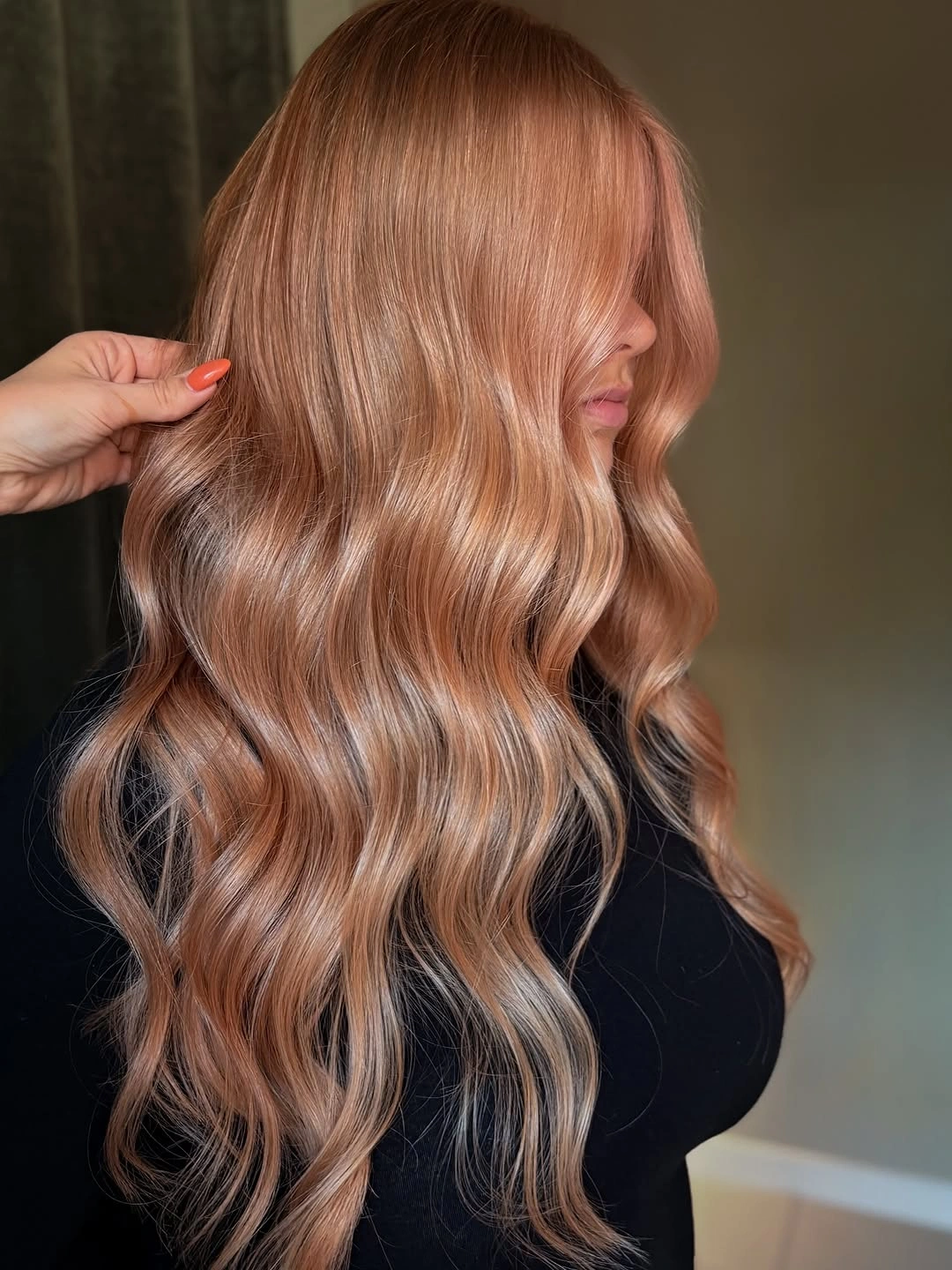 strawberry blond hair dye Muted Rose Gold Waves