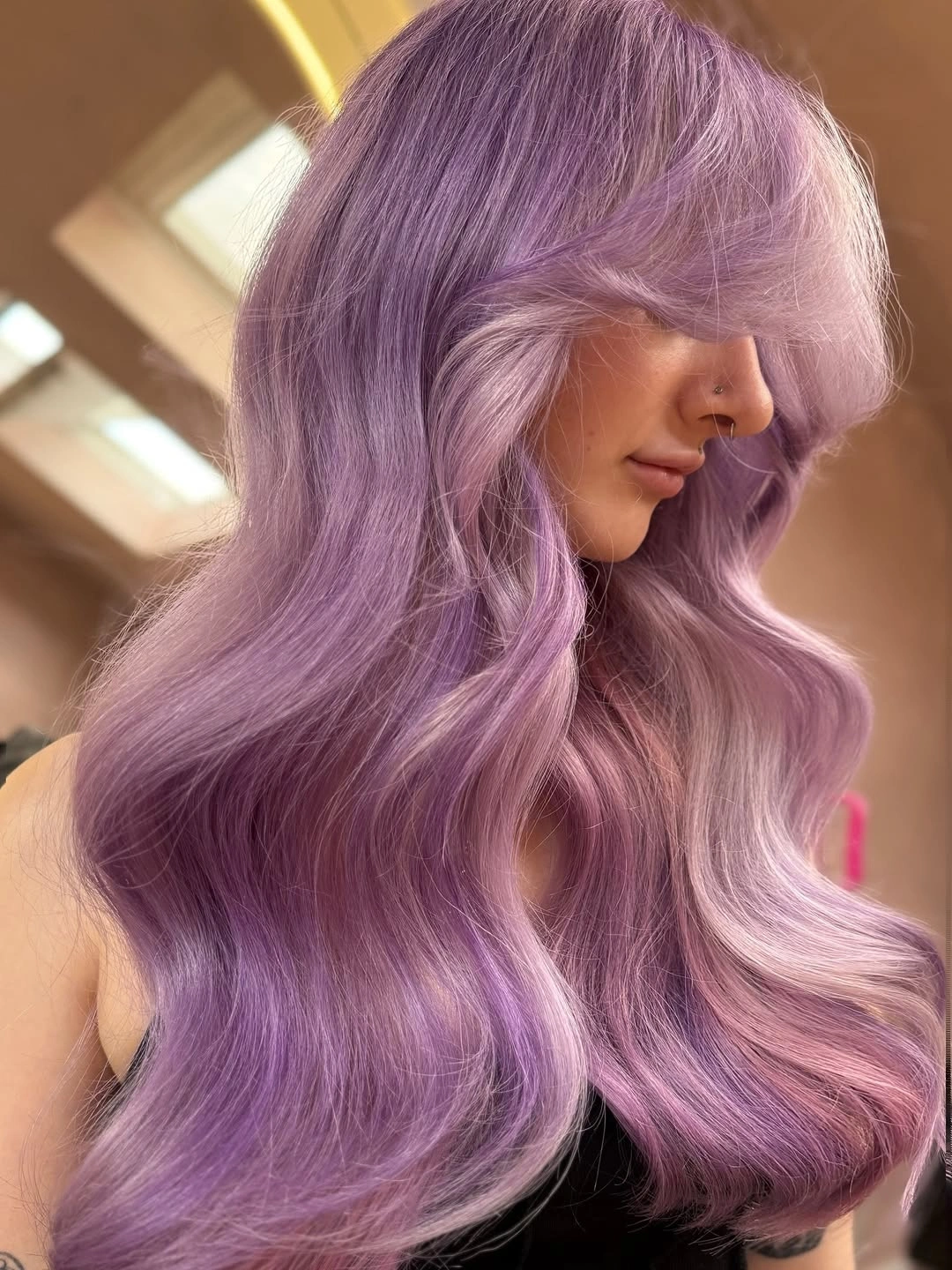 stunning september hair colour trends 2026 Dreamy Lavender Waves With A Soft Finish