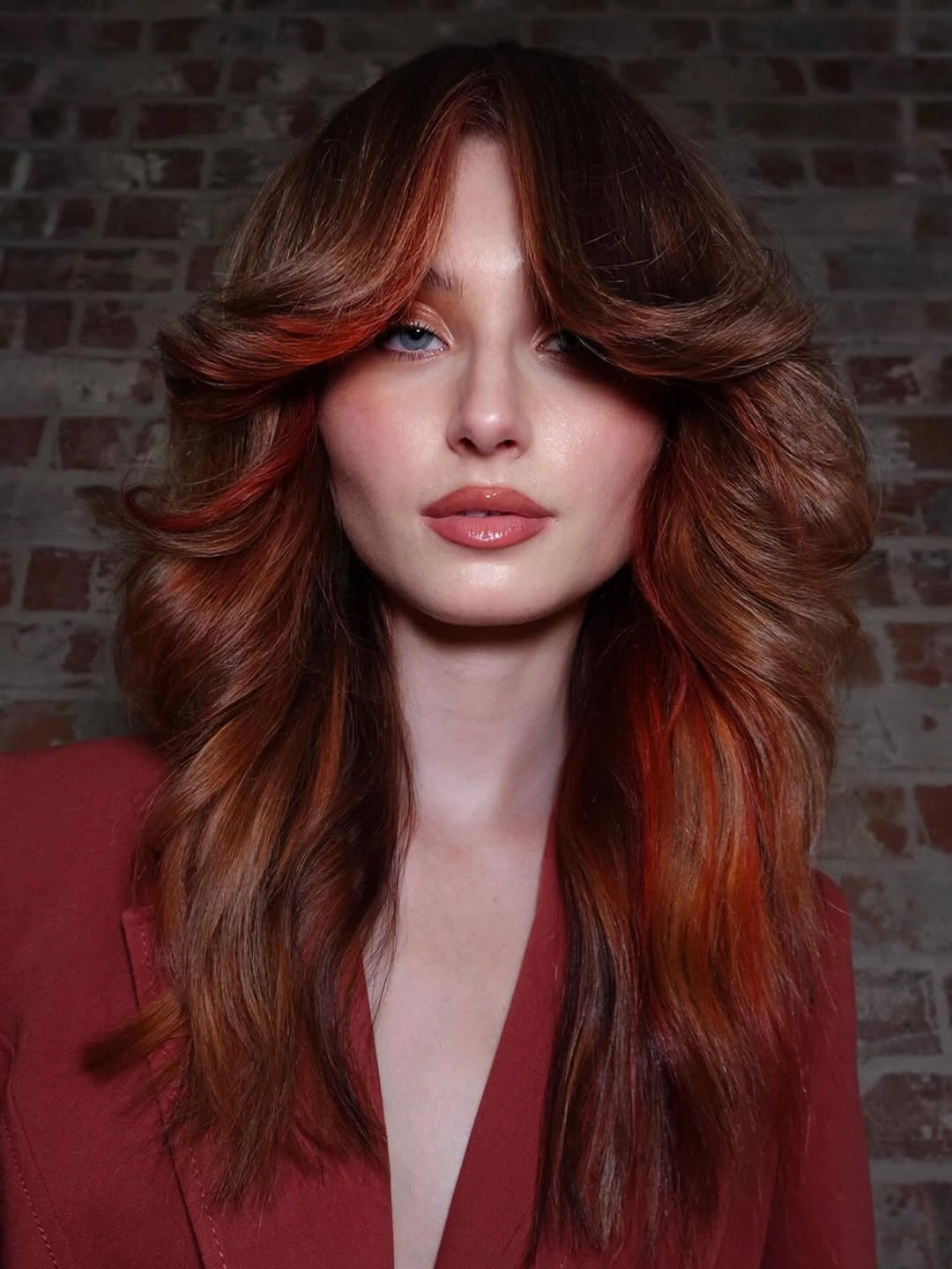 stunning september hair colour trends 2026 Copper Auburn With Dramatic Face-Framing Layers