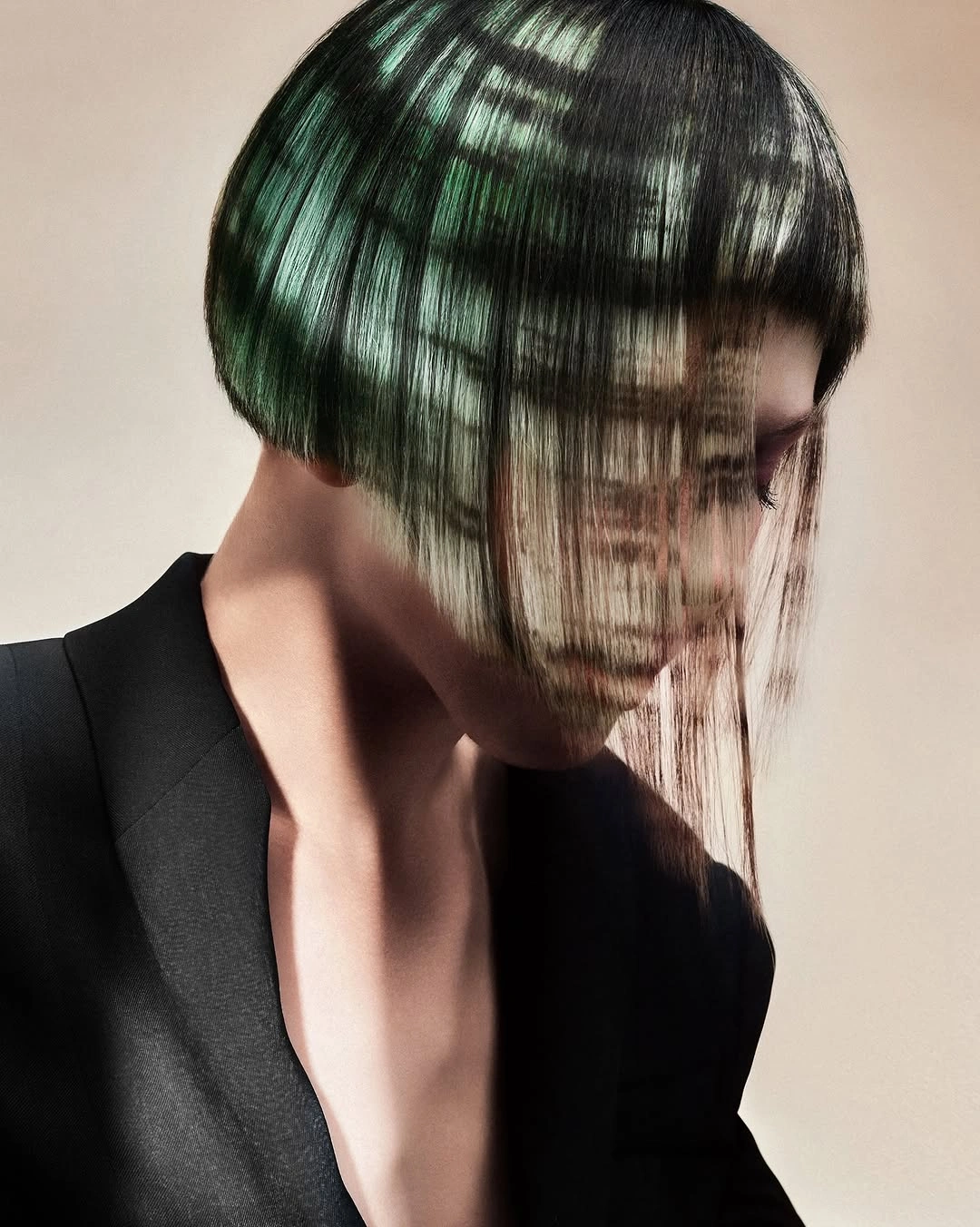 stunning september hair colour trends 2026 Glossy Emerald Black With Graphic Precision