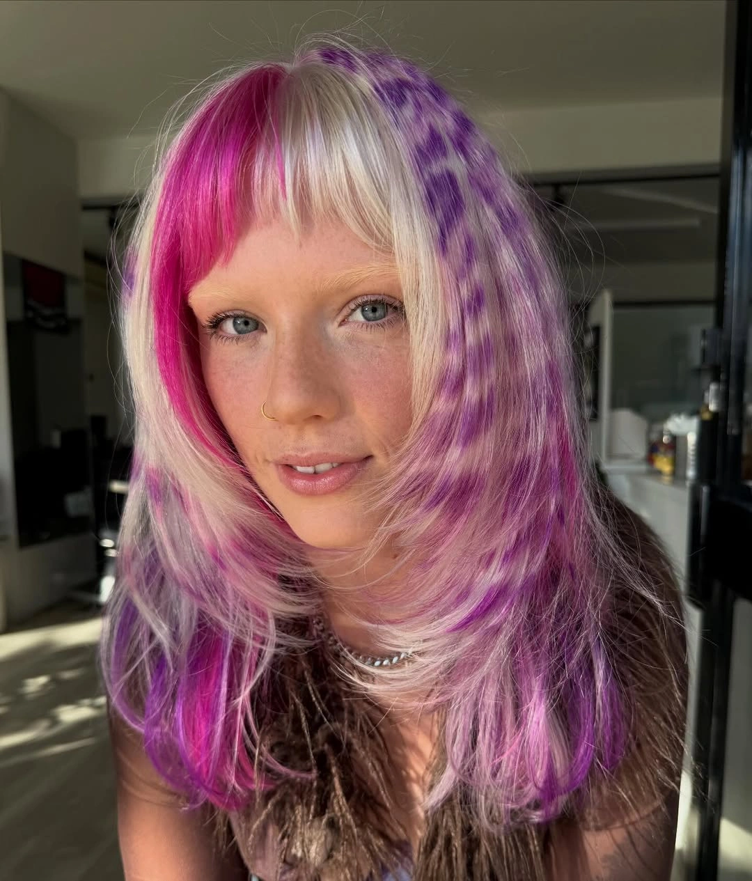 stunning september hair colour trends 2026 Platinum Blonde With Pink And Purple Accents