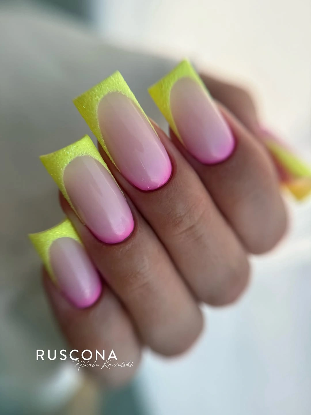 stylish fall dip nails 2026 Neon French with a Pink Glow