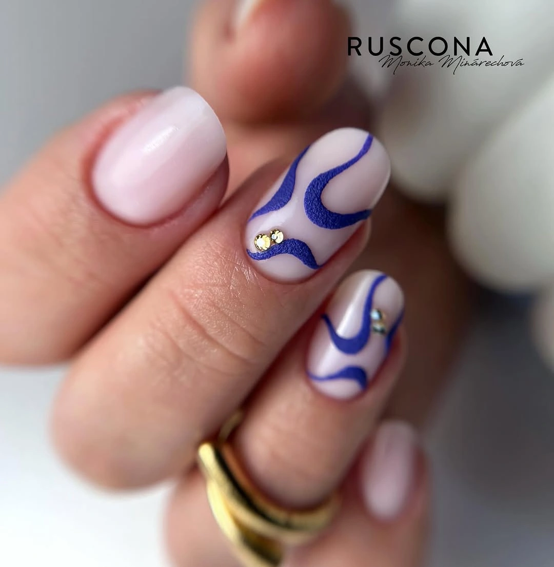 stylish fall dip nails 2026 Cobalt Waves on Short Neutral Nails