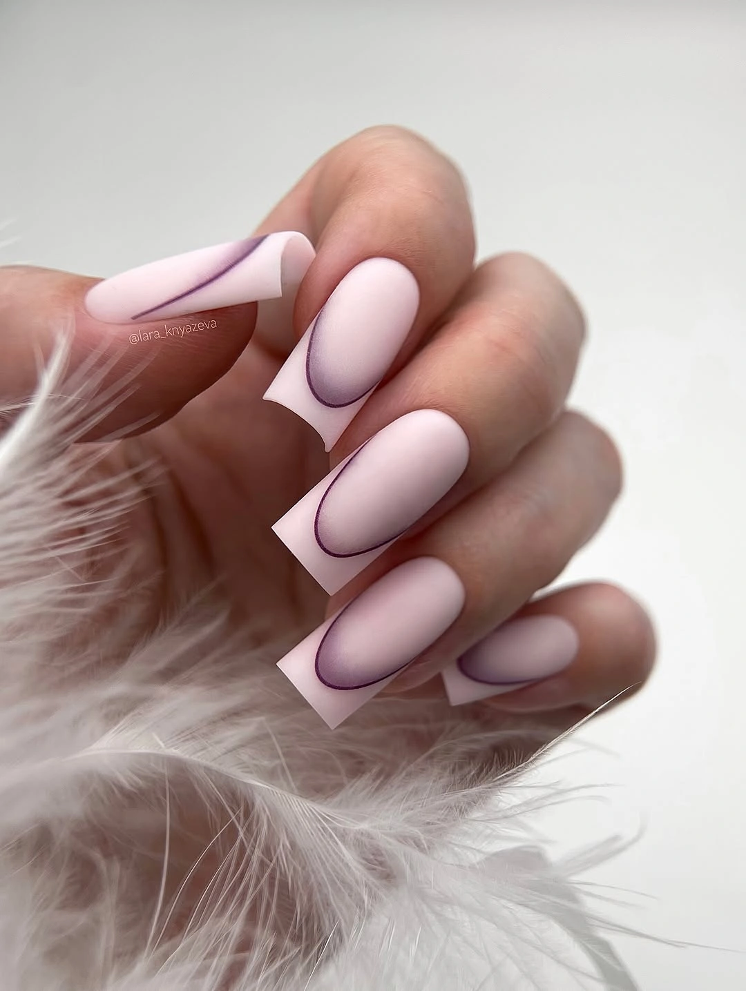 stylish fall french nails 2026 Soft Matte French With Modern Purple Contours