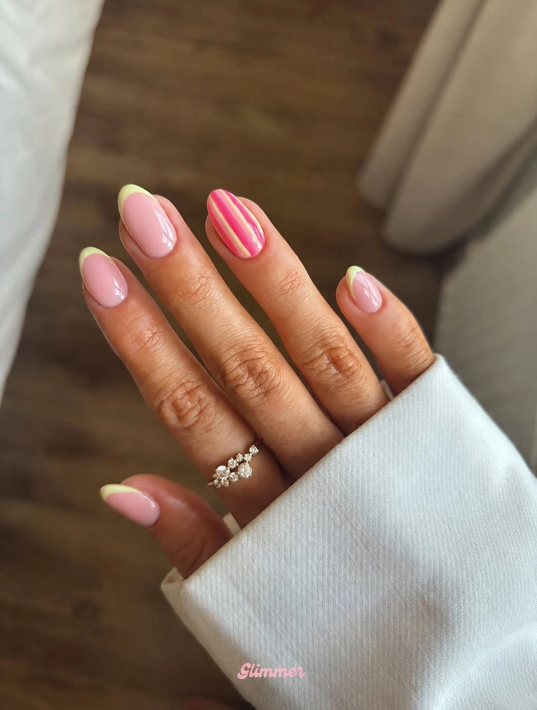 stylish fall french nails 2026 Soft Lime French Tips With A Playful Accent