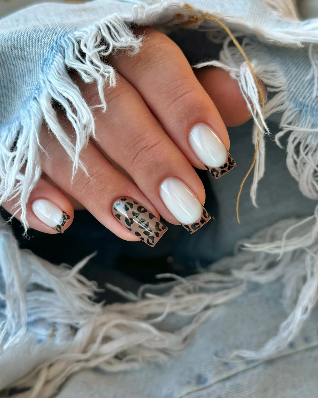 stylish fall gel nails ideas 2026 Leopard French Tips With A Fall Twist