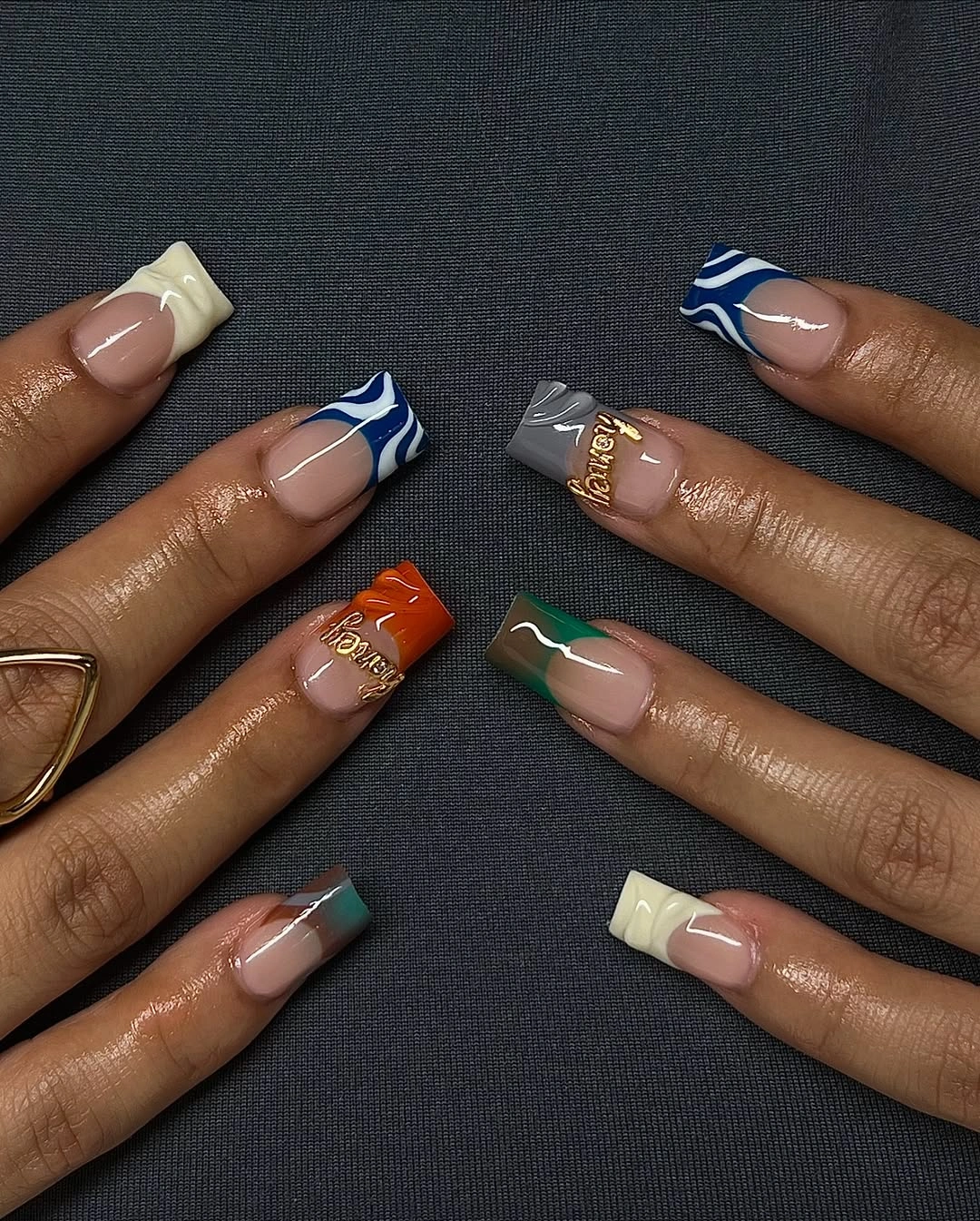 stylish fall nail designs square shape 2026 Color-Blocked Square Nails That Turn Everyday Manicures Into Art