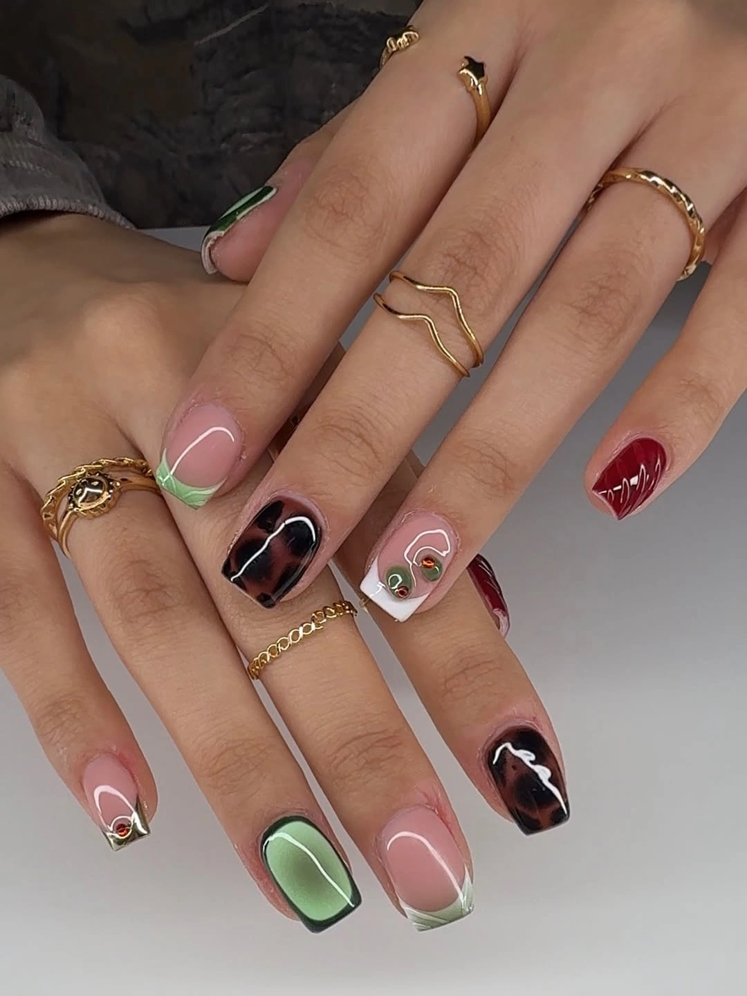 stylish fall nail designs square shape 2026 Mixed Autumn Tones for the Girl Who Never Picks Just One Trend