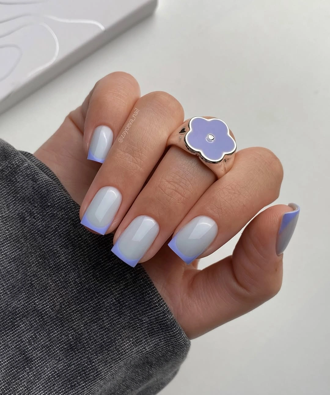 stylish fall nail designs square shape 2026 Soft Lavender French Tips For A Fresh Autumn Update