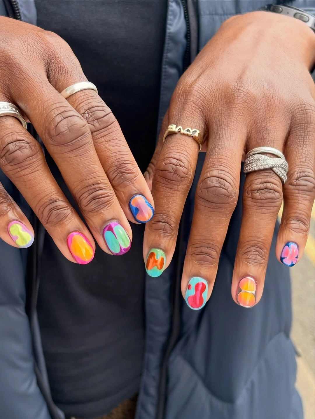 stylish fall nails for brown skin tone Playful Color For A Bright Autumn Mood