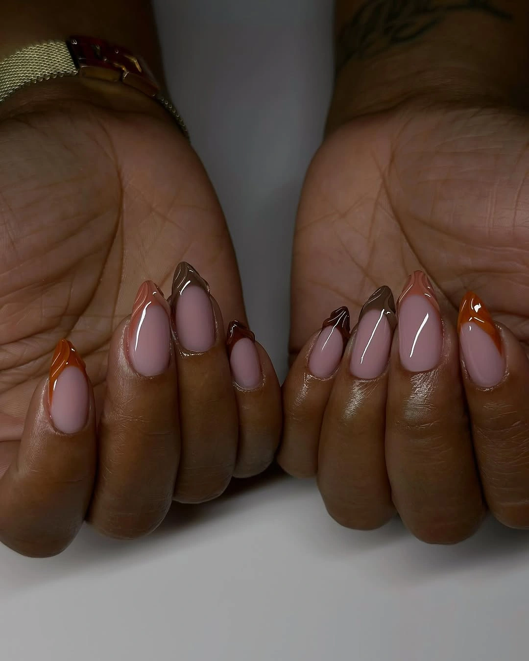 stylish fall nails for brown skin tone Warm Autumn French Tips